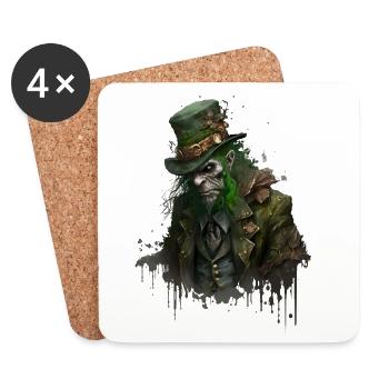 Zombie Leprechaun with top hat - Coasters (set of 4) - white - Front