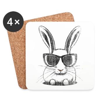 Hase weiß Sonnenbrille - Untersetzer (4er-Set) - Weiß - Vorne