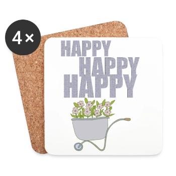 WHEELBARROWS HAPPY - Coasters (set of 4) - white - Front