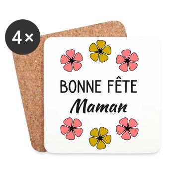 FÊTE DES MÈRES. BONNE FÊTE MAMAN. MAMAN. JE T'AIME - Dessous de verre (lot de 4) - blanc - Devant