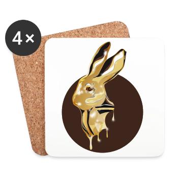 goldfarbener Kaninchen Kopf im Hochglanz Look - Untersetzer (4er-Set) - Weiß - Vorne