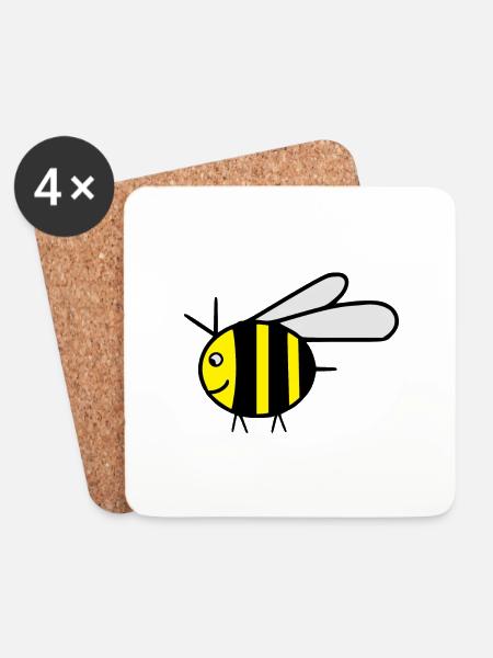 Gelbe fliegende Honigbiene Hummel - Geschenkidee - Untersetzer (4er-Set) - Weiß