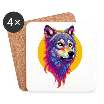 Tête De Loup - Dessous de verre (lot de 4) - blanc - Devant