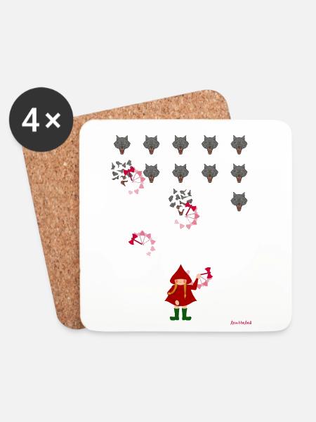 Rotkäppchen spielen - Untersetzer (4er-Set) - Weiß