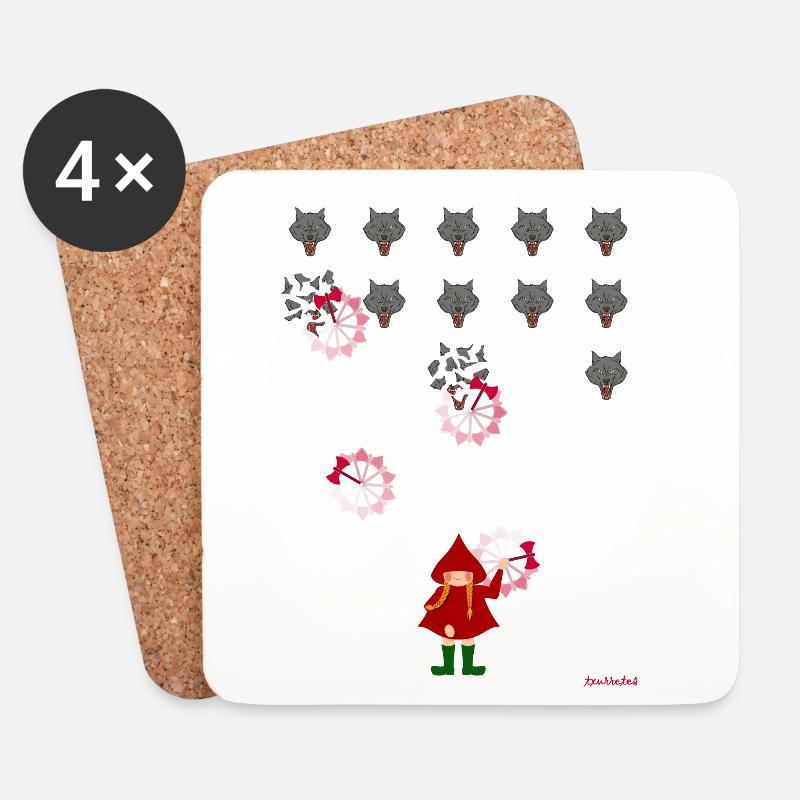 Rotkäppchen spielen - Untersetzer (4er-Set) - Weiß