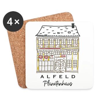Alfeld, Planetenhaus, Niedersachsen - Untersetzer (4er-Set) - Weiß - Vorne