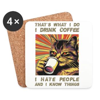 Coffee-drinking, sarcastic cat lover - Coasters (set of 4) - white - Front