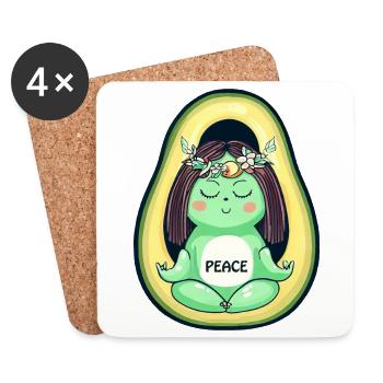 Avocado Hippie Peace 70s - Coasters (set of 4) - white - Front