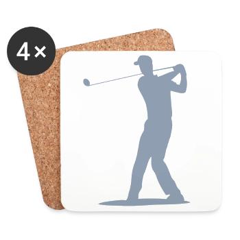 Golfer Abschlag Silhouette - Herren Design - Untersetzer (4er-Set) - Weiß - Vorne