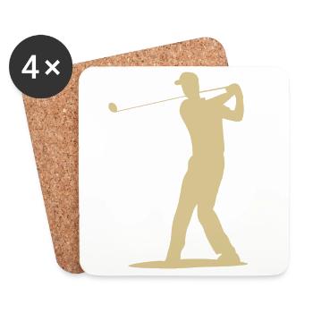 Golfer Abschlag Silhouette - Herren Design - Untersetzer (4er-Set) - Weiß - Vorne