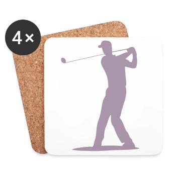 Golfer Abschlag Silhouette - Herren Design - Untersetzer (4er-Set) - Weiß - Vorne