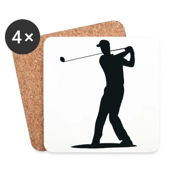 Golfer Abschlag Silhouette - Herren Design - Untersetzer (4er-Set) - Weiß - Vorne