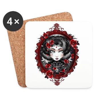 Victorian Gothic portrait of a young woman - Coasters (set of 4) - white - Front