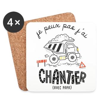 Je peux pas j ai Chantier humour naissance - Dessous de verre (lot de 4) - blanc - Devant