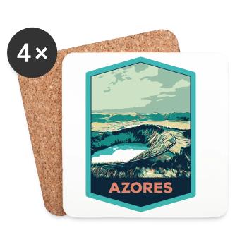 Écusson Lagune 7 Cités, S. Miguel, Açores Portugal - Dessous de verre (lot de 4) - blanc - Devant