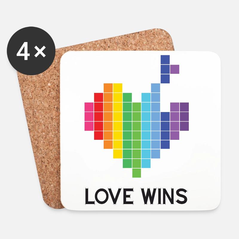 Pride Month LGBT - Liebe gewinnt - Untersetzer (4er-Set) - Weiß