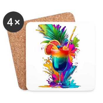 Cocktail Tropical - Dessous de verre (lot de 4) - blanc - Devant