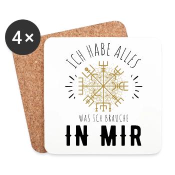 Wegweiser RUNEN Motivation - VEGVISIR - Untersetzer (4er-Set) - Weiß - Vorne