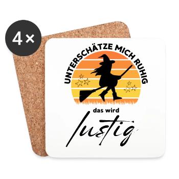 HEXE Unterschätze mich ruhig, das wird lustig - Untersetzer (4er-Set) - Weiß - Vorne