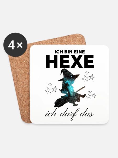 Ich bin eine HEXE ich darf das - Untersetzer (4er-Set) - Weiß