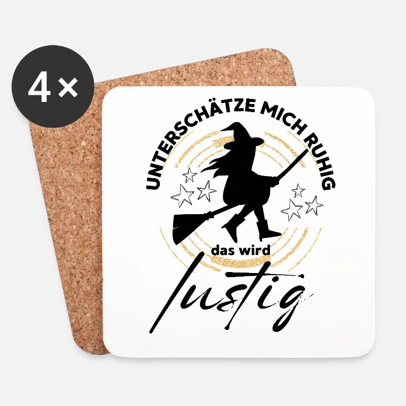 HEXE Unterschätze mich ruhig, das wird lustig - Untersetzer (4er-Set) - Weiß