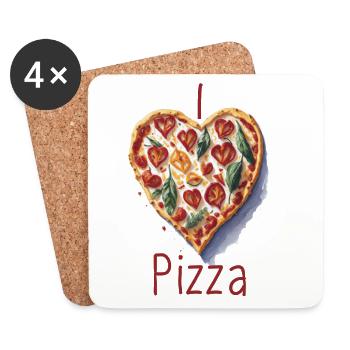 I love pizza - Coasters (set of 4) - white - Front
