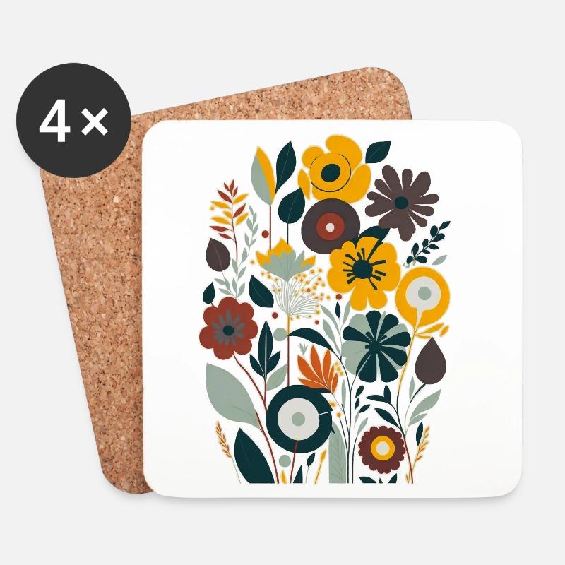 Blumenstrauß - Untersetzer (4er-Set) - Weiß
