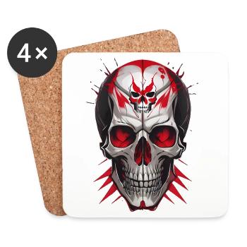 Totenkopf - Untersetzer (4er-Set) - Weiß - Vorne