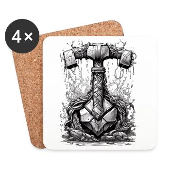 Thors Hammer - Untersetzer (4er-Set) - Weiß - Vorne