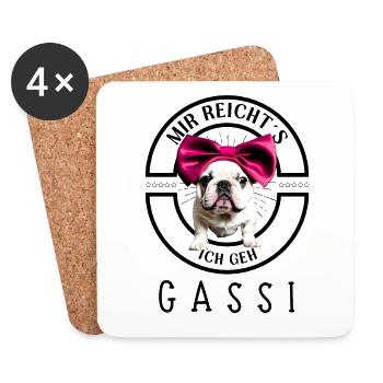 Ich geh GASSI Bulldogge Bulldog Hund Hunde - Untersetzer (4er-Set) - Weiß - Vorne