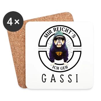 Ich geh GASSI Bulldogge Bulldog Hund Hunde - Untersetzer (4er-Set) - Weiß - Vorne