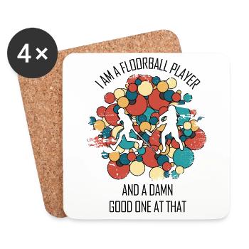 Floorball, Floorball, Hockey sur gazon, Hockey en salle - Dessous de verre (lot de 4) - blanc - Devant