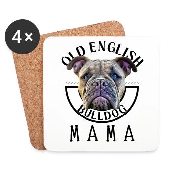 Bulldog Bulldog Bulldogs Maman - Dessous de verre (lot de 4) - blanc - Devant