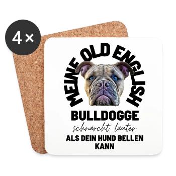 Bulldog SNORES LOUDER ... Bulldog Bulldogs - Coasters (set of 4) - white - Front