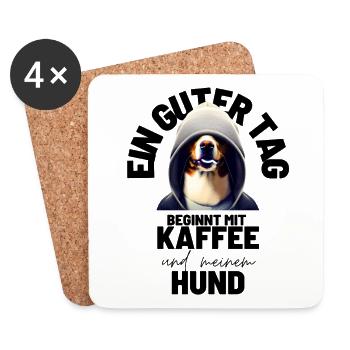 EIN GUTER TAG BEGINNT ... HUND Hunde Mama Papa - Untersetzer (4er-Set) - Weiß - Vorne