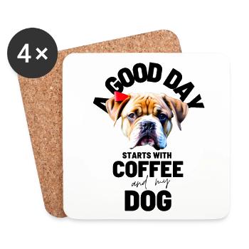 EIN GUTER TAG BEGINNT ... HUND Hunde Kaffee - Untersetzer (4er-Set) - Weiß - Vorne