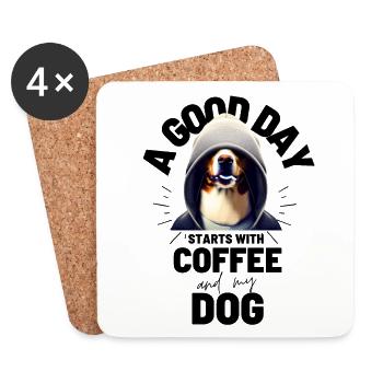 EIN GUTER TAG BEGINNT ... HUND Hunde Kaffee - Untersetzer (4er-Set) - Weiß - Vorne