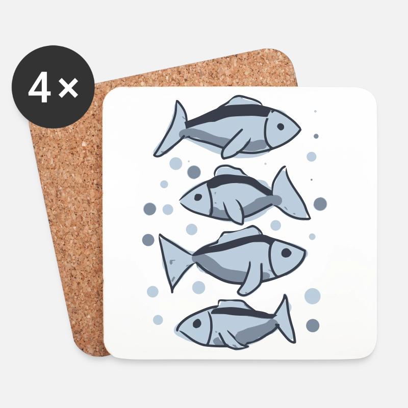 Fische - Untersetzer (4er-Set) - Weiß