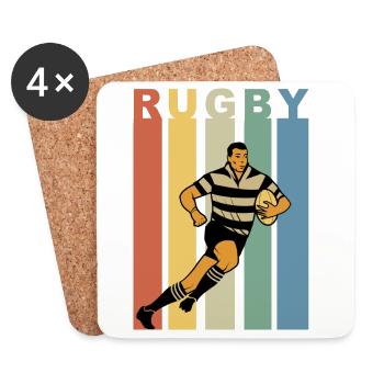 Retro rugby rugby player - Coasters (set of 4) - white - Front
