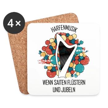 Harfe Geschenk Musikinstrument Musiker Zupfen - Untersetzer (4er-Set) - Weiß - Vorne