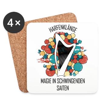 Harfe Geschenk Musikinstrument Musiker Zupfen - Untersetzer (4er-Set) - Weiß - Vorne