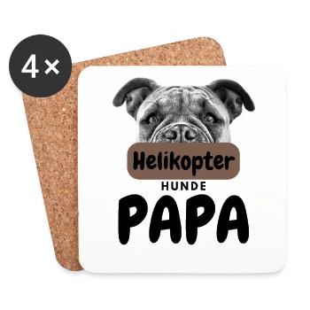 HELIKOPTER HUNDE PAPA HUND Hundefreund Hunde - Untersetzer (4er-Set) - Weiß - Vorne