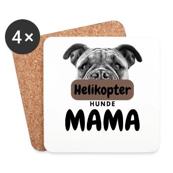 HELIKOPTER BULLDOGGEN MAMA Bulldog Bulldogge - Untersetzer (4er-Set) - Weiß - Vorne