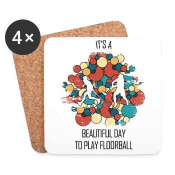 Floorball, Floorball, Hockey sur gazon, Hockey en salle - Dessous de verre (lot de 4) - blanc - Devant