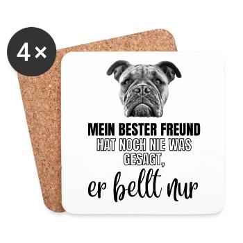 MEIN BESTER FREUND Hund Hunde Bulldogge - Untersetzer (4er-Set) - Weiß - Vorne