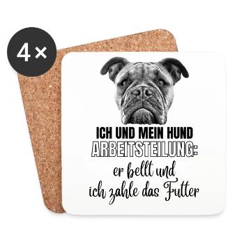 ICH und MEIN HUND - Hunde HUND Bulldogge - Untersetzer (4er-Set) - Weiß - Vorne