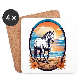 Pferd am Strand - Untersetzer (4er-Set) - Weiß - Vorne