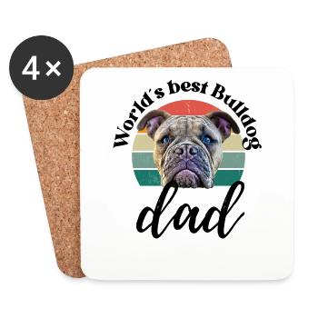 WORLD ́S BEST BULLDOG DAD ... Dog Dogs Bulldog - Coasters (set of 4) - white - Front