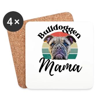 BULLDOGGEN MAMA ... Hund Hunde Bulldogge - Untersetzer (4er-Set) - Weiß - Vorne