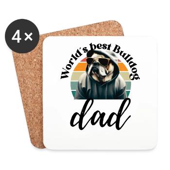 WORLD́S BEST BULLDOG DAD - Chien Chiens Bulldog - Dessous de verre (lot de 4) - blanc - Devant